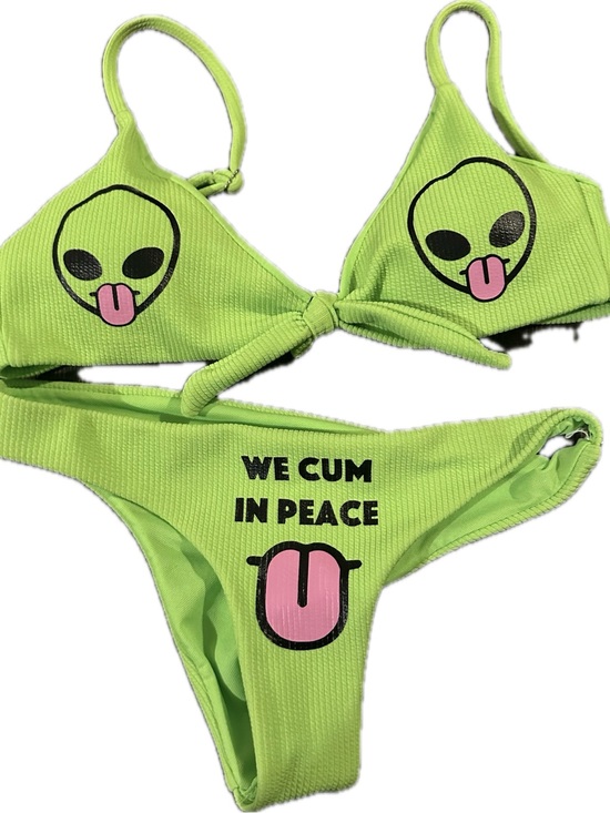 Other - Neon Green Alien Print Bikini Set